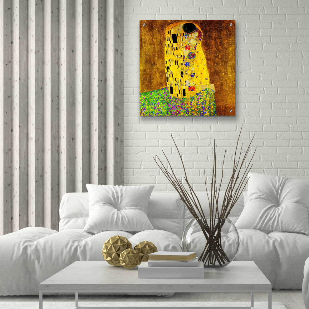 Epic Art 'The Kiss' by Gustav Klimt, Acrylic Glass Wall Art, 24"x24"