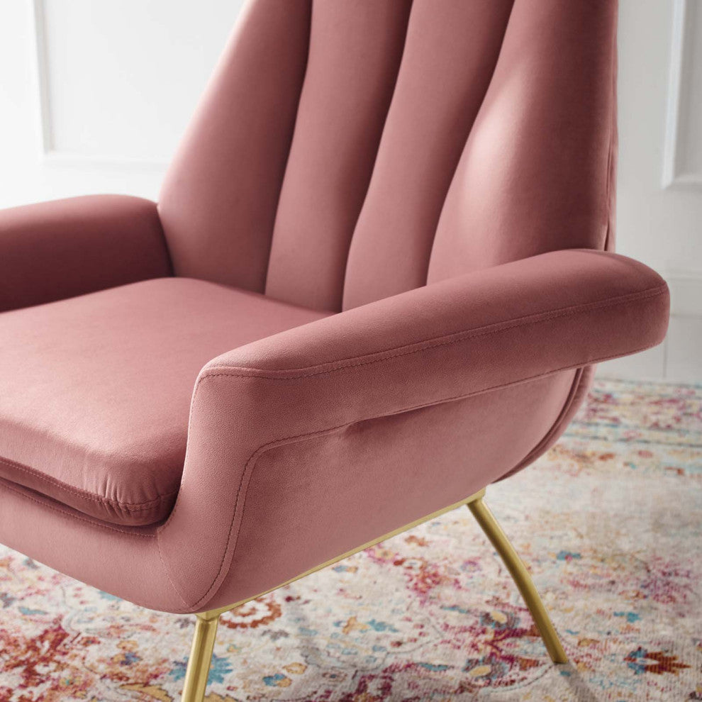 Summit Accent Performance Velvet Armchair Dusty Rose