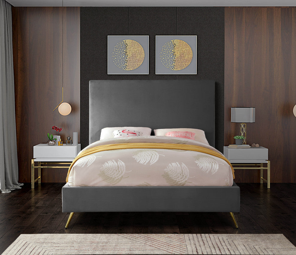 Jasmine Velvet Bed, Gray, King