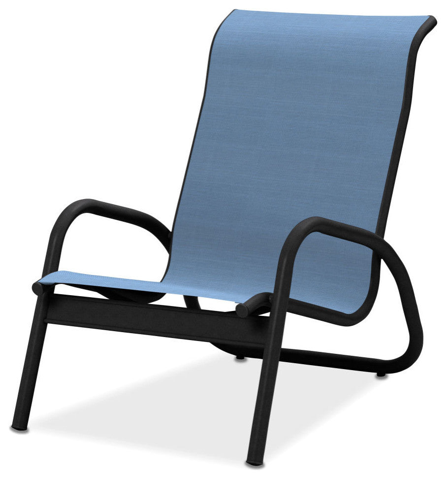 Gardenella Sling Stacking Poolside Chair, Textured Black, Sky