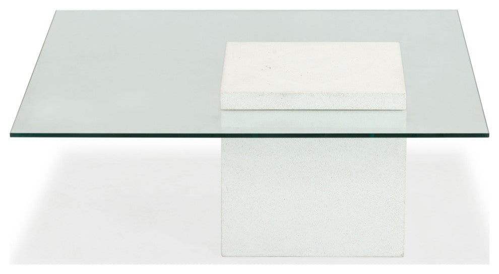 Safavieh Couture Sophibeth Concrete Coffee Table, Ivory/Clear