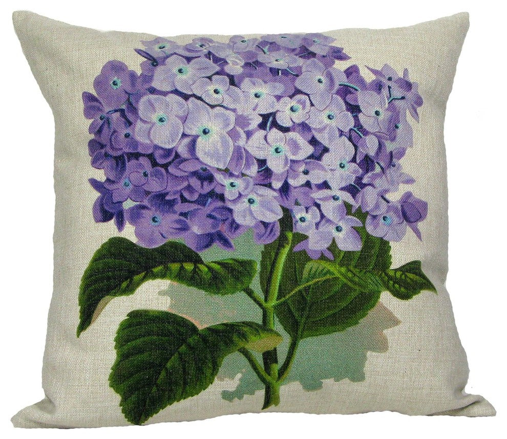 Purple Hydrangea Throw Pillow Case, Without Insert
