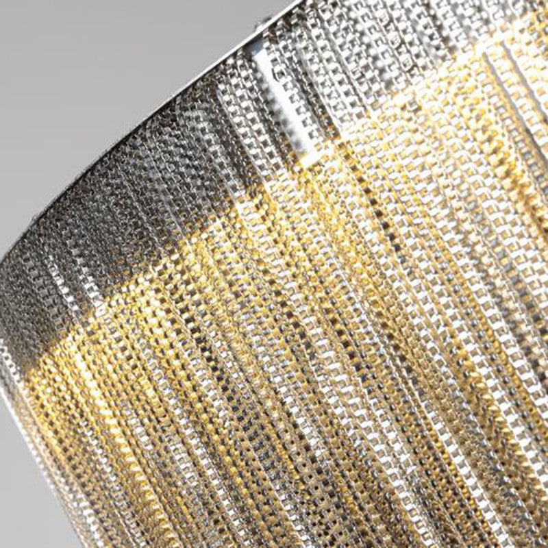 Cadena Stainless Steel Chain Tassel Chandelier, Diameter 32"