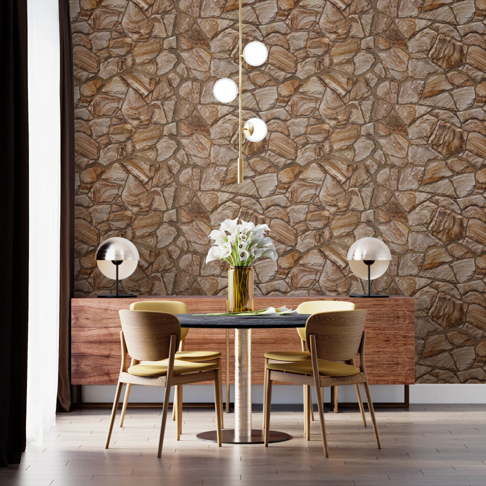 Faux Stone PVC 3D Wall Panels, Brown, Set of 10, Covers 51 sq ft