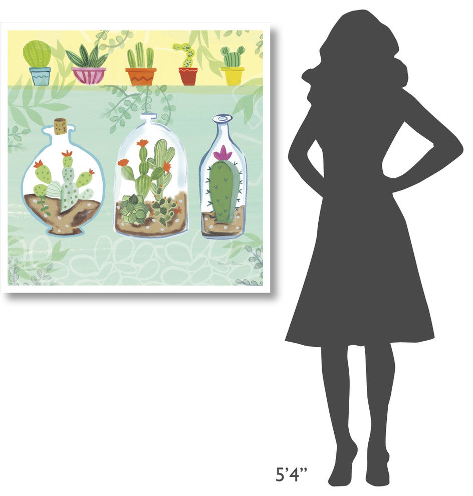 "Cacti Garden I no Birds and Butterflies" Paper Print by Farida Zaman, 38"x38"