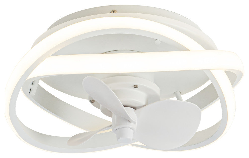 12.5-inch Modern White Small LED Flush Mount Ceiling Fan