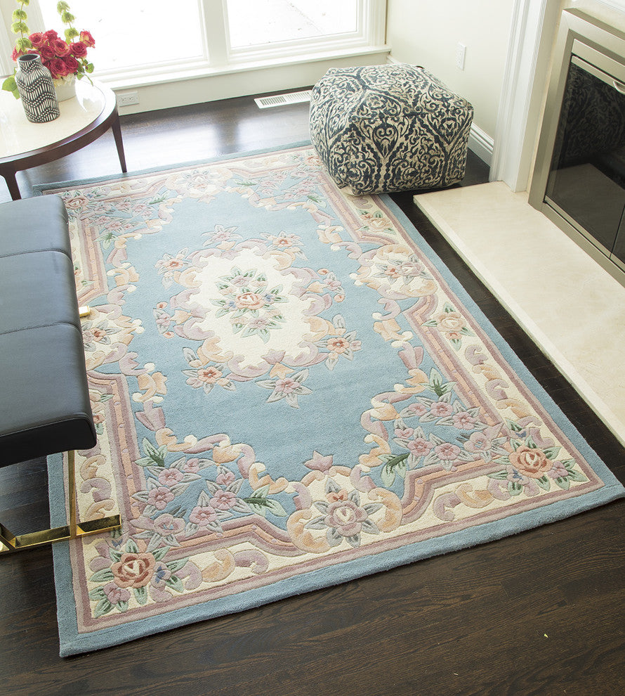 New Aubusson, Light Blue, 5'x8'