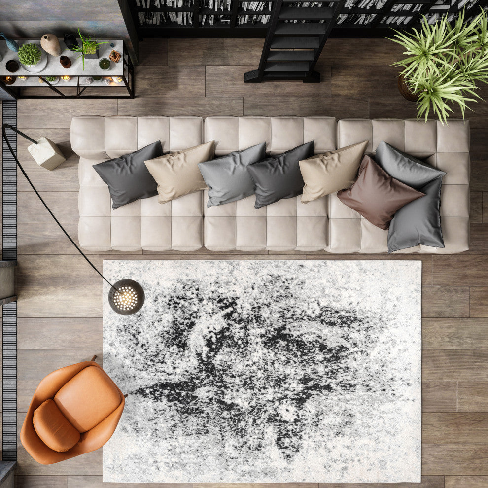 Dune Modern Abstract Area Rug, Cream/Gray, 4x6