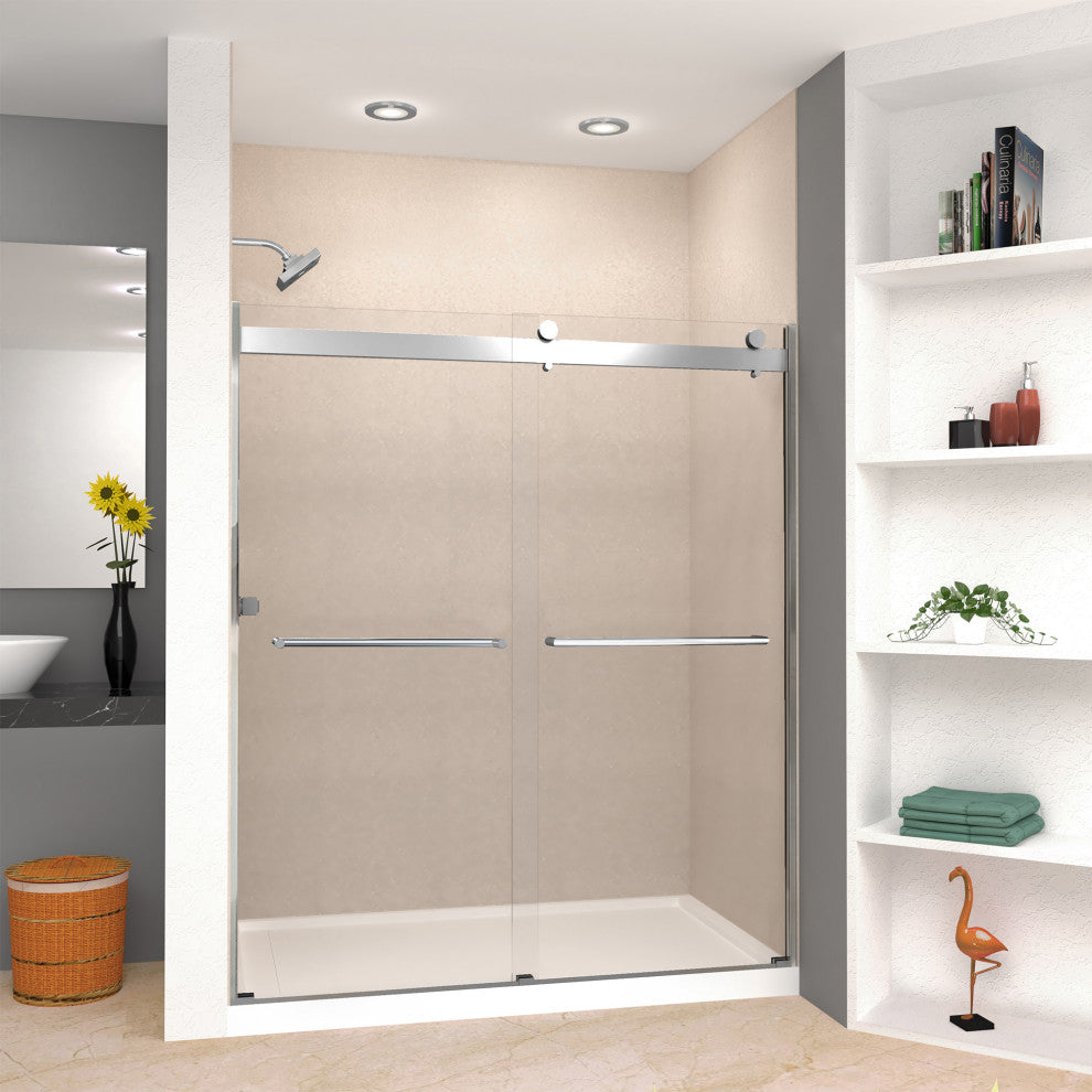 Transolid Brianna 60" W x 70" H Frameless Sliding Shower Door in Polished Chrome
