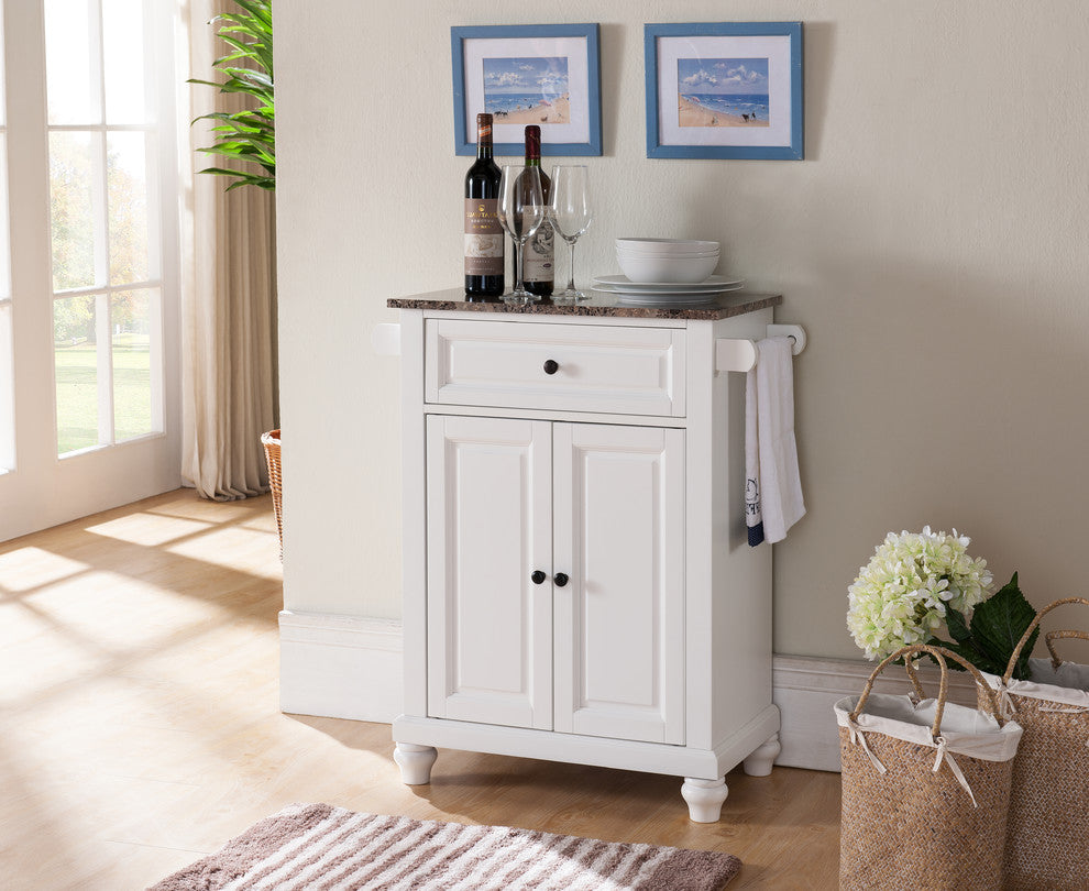Savannah Marble-Top Kitchen Island, White