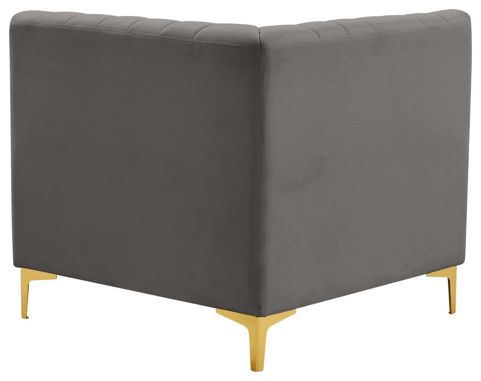 Alina Velvet Upholstered Modular Corner Chair, Grey