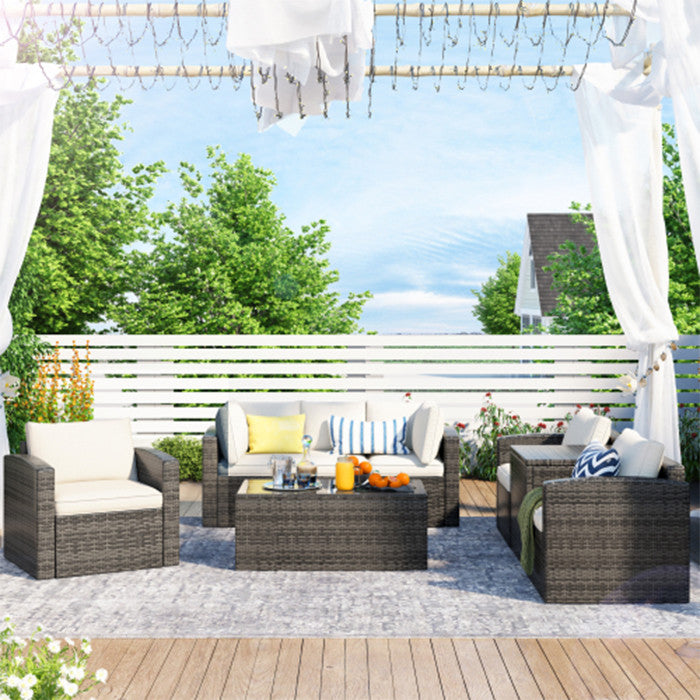 7 Piece Patio Furniture Set Outdoor Wicker Sofa Suite