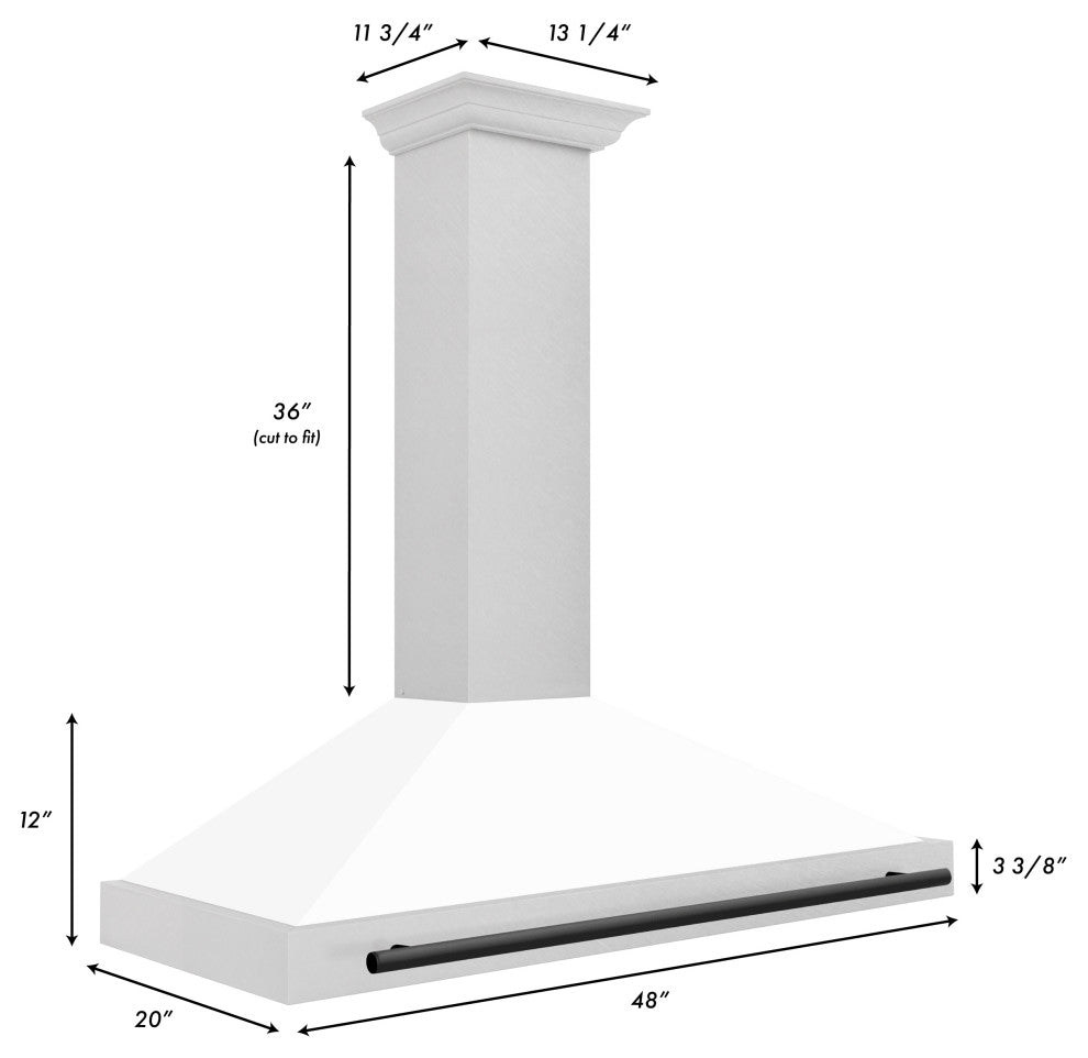 ZLINE 48" ZLINE DuraSnow Hood With White Matte Shell KB4SNZ-WM-48-MB
