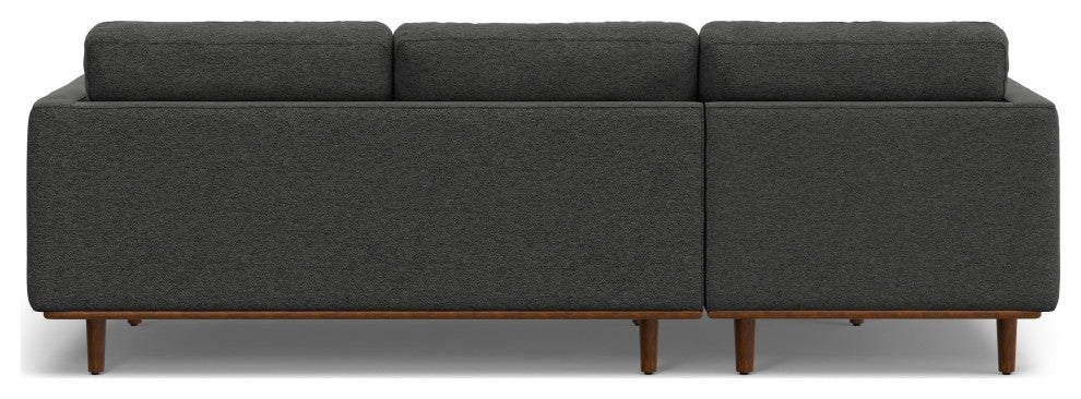 Morrison Mid Century Left Sectional Wide Sofa Tightly Woven Performance Fabric, Charcoal Grey