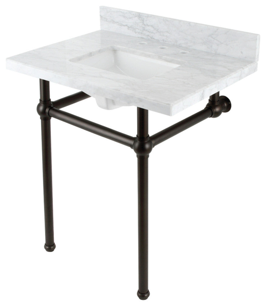 KVBH3022M8SQ5 30" Console Sink with Brass Legs (8-Inch, 3 Hole)