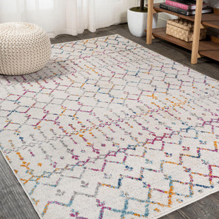 Moroccan HYPE Boho Vintage Diamond Runner Rug, Ivory/Multi, 5 X 8