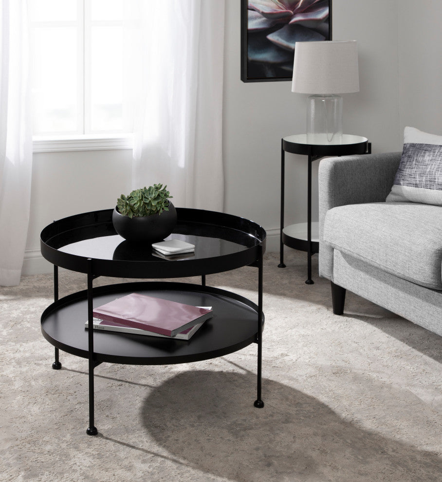 Nira Metal Coffee Table, Black 26" Diameter