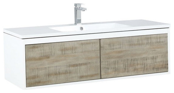 Scopi Modern 48" Rustic Acacia Bathroom Vanity, Balzani Gun Metal Faucet