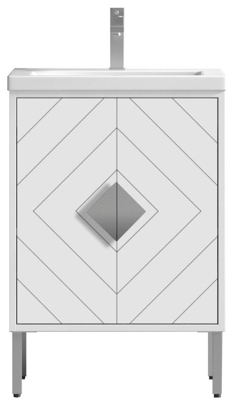 24" Tennant Brand Modern Style White Eileen Bathroom Sink Vanity