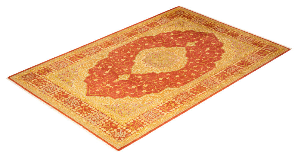 Mogul, One-of-a-Kind Hand-Knotted Area Rug  - Orange, 4' 8" x 7' 1"