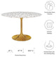 47" Dining Table, Round, White Gold, Metal, Modern, Cafe Bistro Hospitality