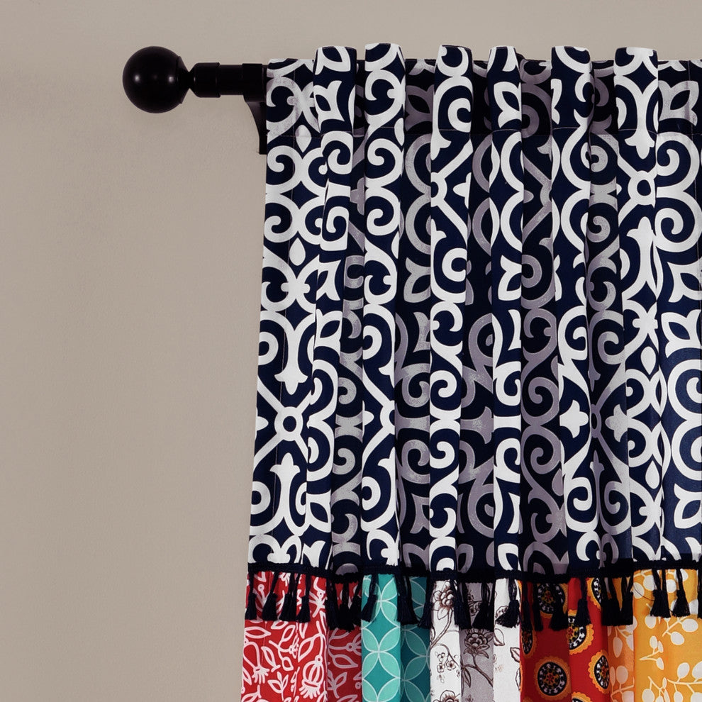 Boho Patch Window Curtains Set, 84"x45"