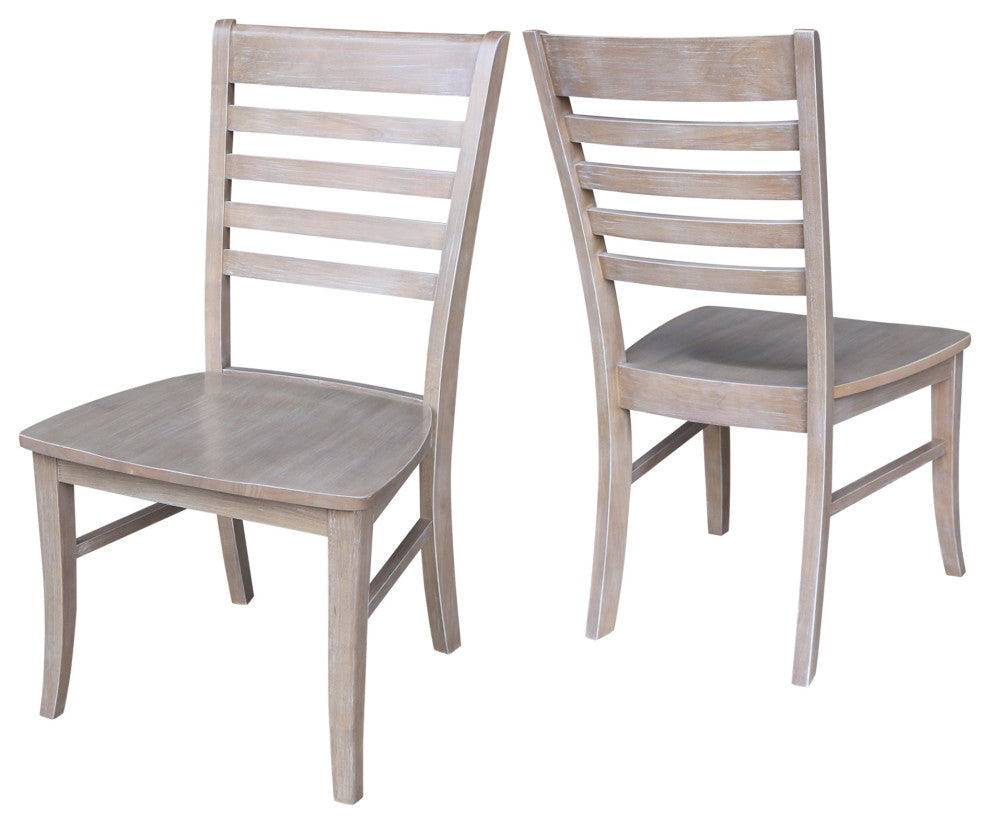 Set of Two Roma Ladderback Chairs, Washed Gray Taupe