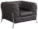 Glam Espresso Brown and Chrome Tufted Leather Armchair