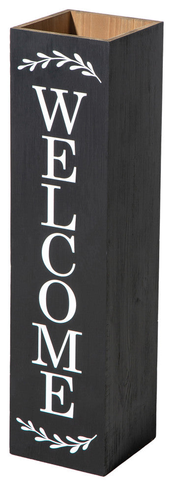 30"H Double Sided Solid Wood Black Boxed "Welcome Porch" Porch Sign