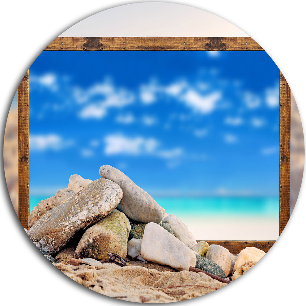 Framed Blue Sky Over Sea, Seashore Art Round Wall Art, 11"