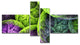 Green Pink Colorful Clouds, Abstract Canvas Art Print, 60"x32", 4 panels