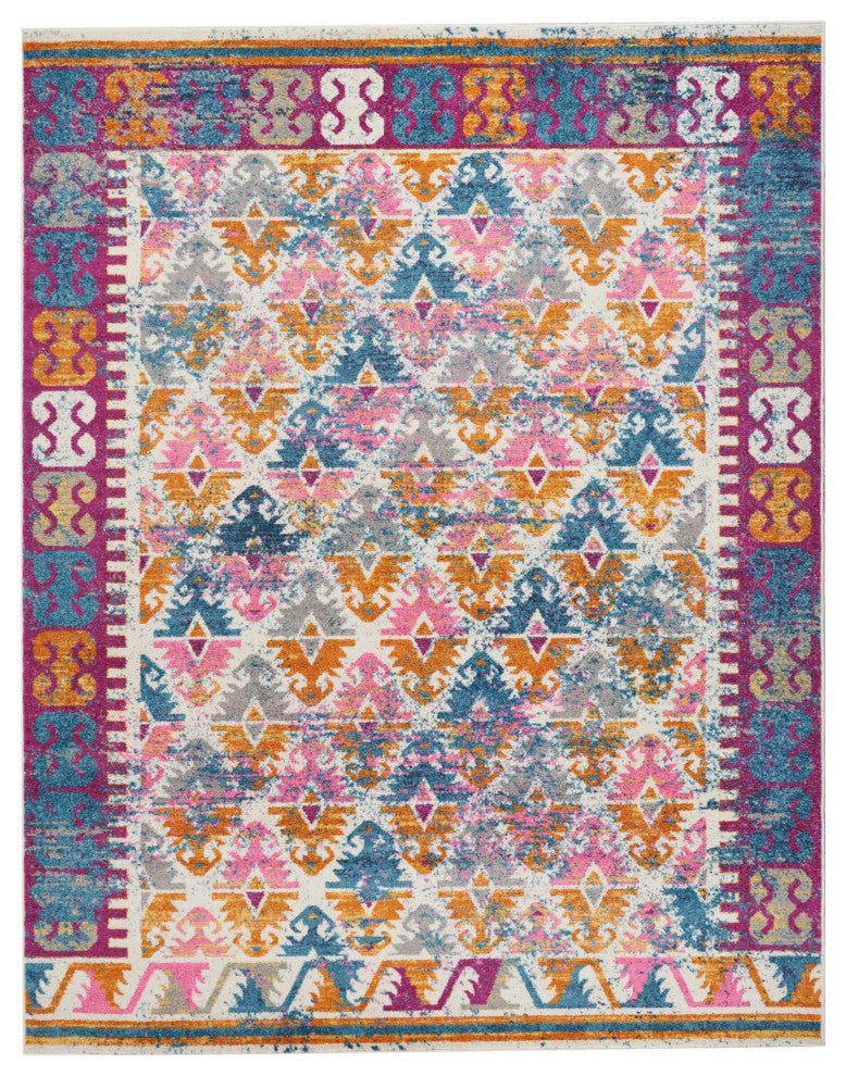 8' X 10' Ivory Geometric Power Loom Area Rug