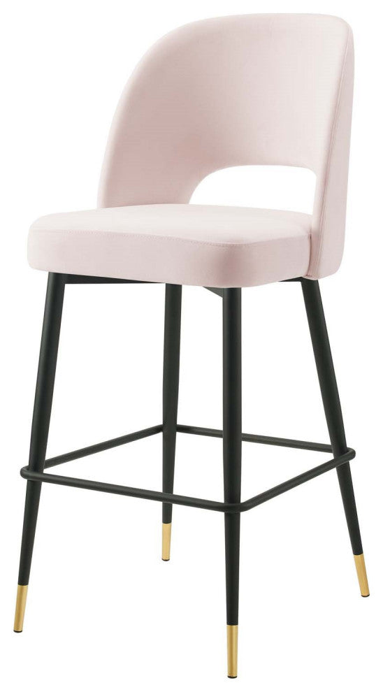 Bar Stool Chair Barstool, Velvet, Metal, Pink, Modern, Bar Pub Bistro Restaurant