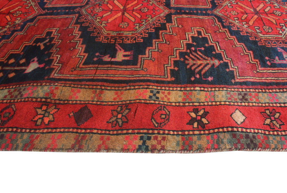 Fine Vintage Distressed Luciana Burgundy/Navy Runner, 4'3x10'9
