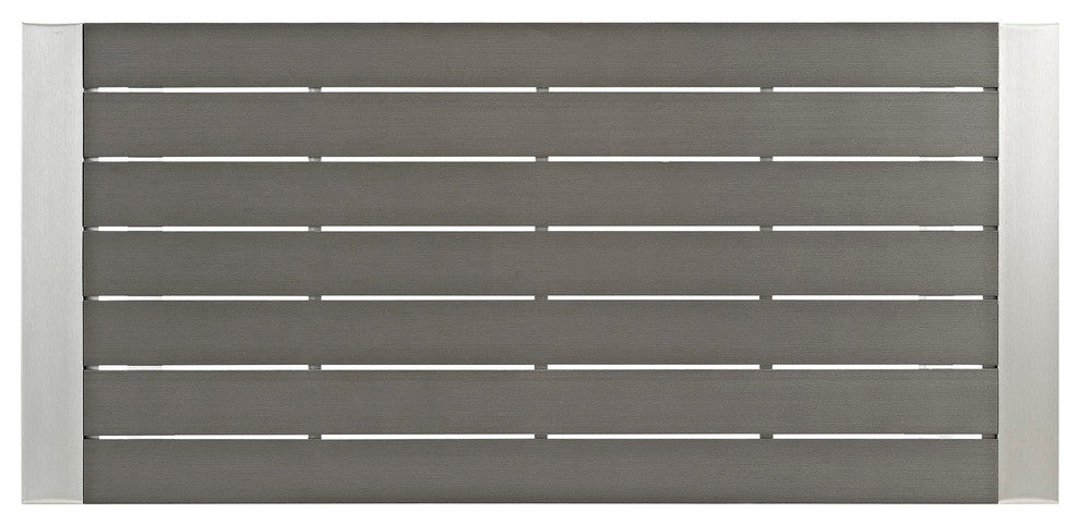 Shore Outdoor Patio Aluminum Rectangle Bar Table, Silver Gray