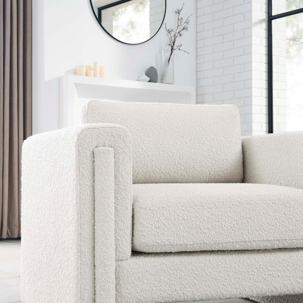 Visible Boucle Fabric Armchair - Ivory