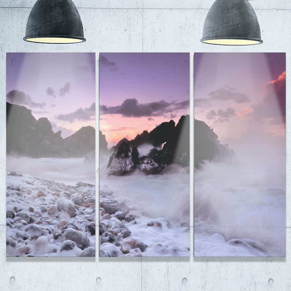 "White Sand at Abano Beach Portugal" Metal Wall Art, 3 Panels, 36"x28"