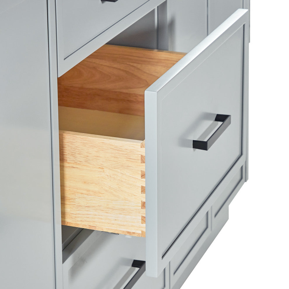 ARIEL Kelly 66 Inch Double Sink Base Cabinet, Grey