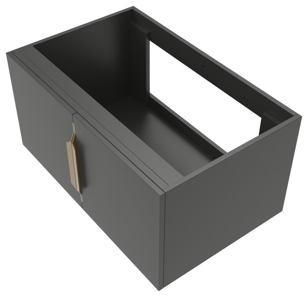 CastelloUSA Alpine 30" Wall Mounted Vanity, Base Only, Black, Gold Handles