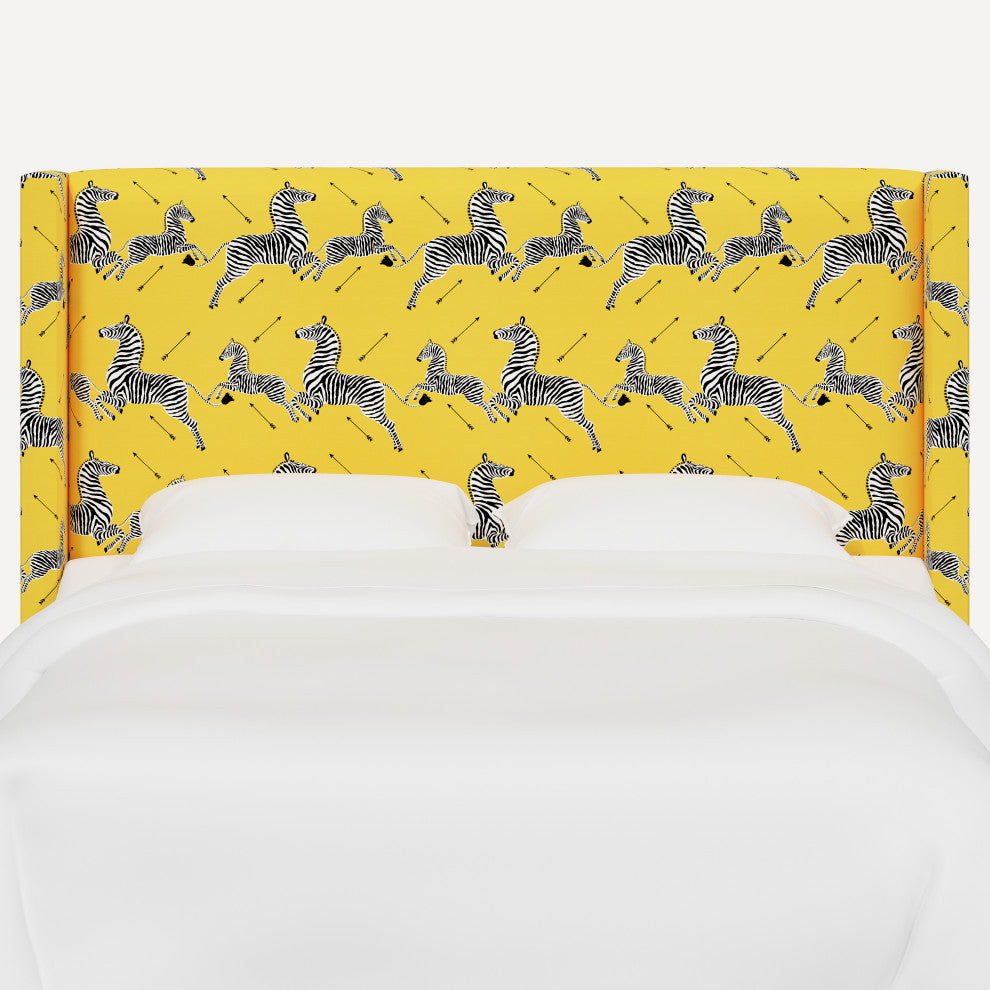 Red from Scalamandre Queen Hudson Headboard, Zebras Sunbeam