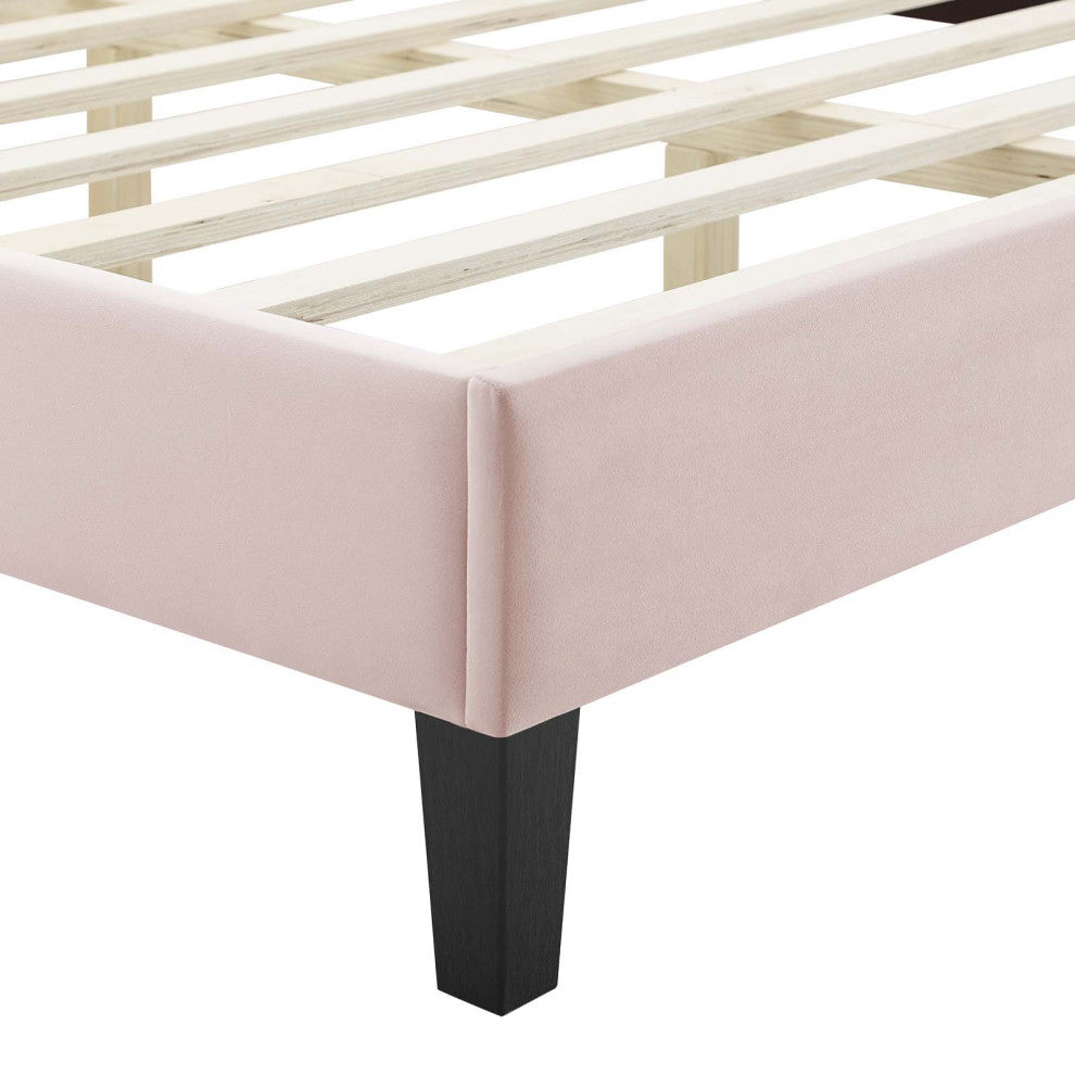 Sienna Performance Velvet Full Platform Bed, Pink