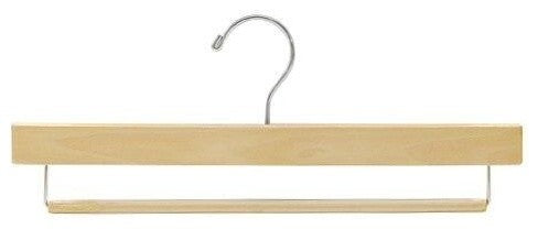 Wooden Pant Hanger With Non-Slip Bar, Natural, Set of 25