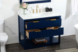 42" Single Bathroom Vanity, Blue, With Backsplash