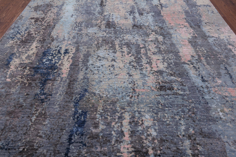 7' 11" X 10' 0" Hand Knotted Abstract Wool and Silk Rug Q6326