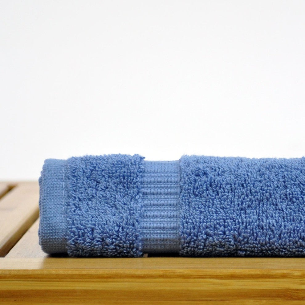 Dobby Border Luxury Hotel and Spa Wash Cloth, Set of 12, Wedgewood