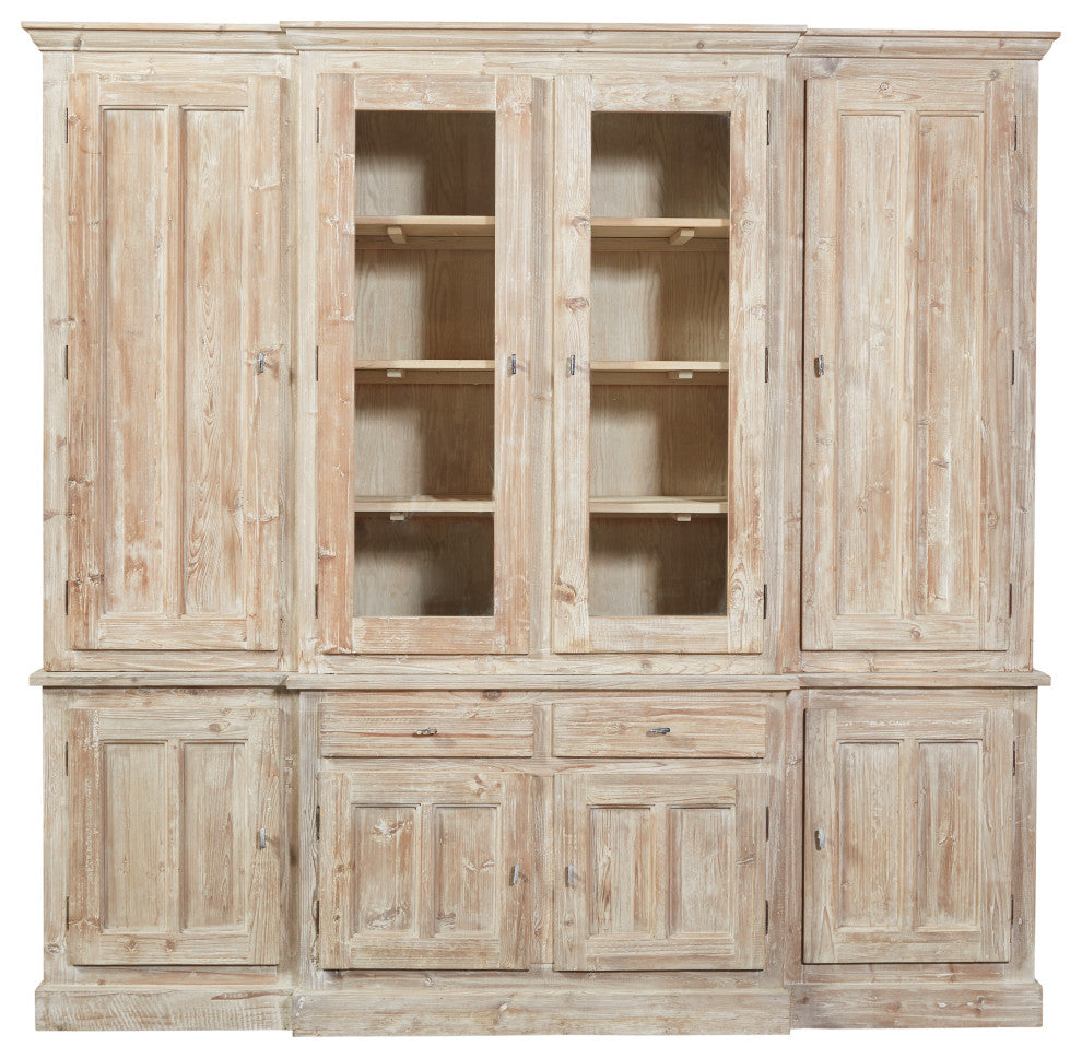 Wainscott Reclaimed Pine Shabby Chic 91-inch Display Cabinet