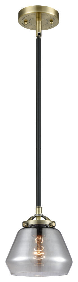 Fulton 1-Light Mini Pendant, Black Antique Brass, Plated Smoke