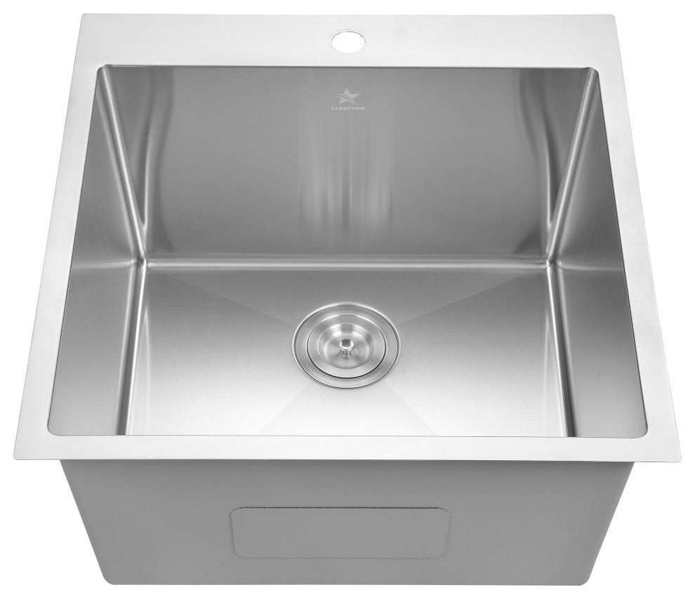 Drop-in Topmount 304 Stainless Steel, Single Bowl, 22x22x12, Without Grid