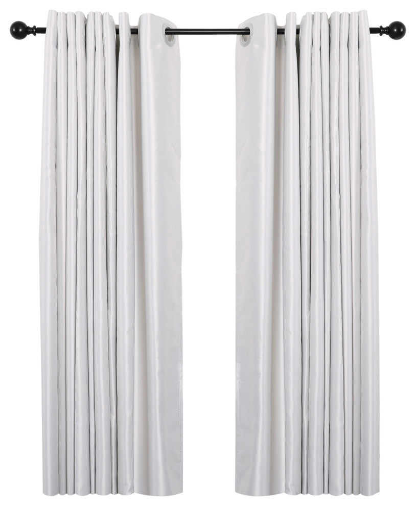 Utopia Alley Curtain Rod with Round Finials, Adjustable Length 28-48", Black