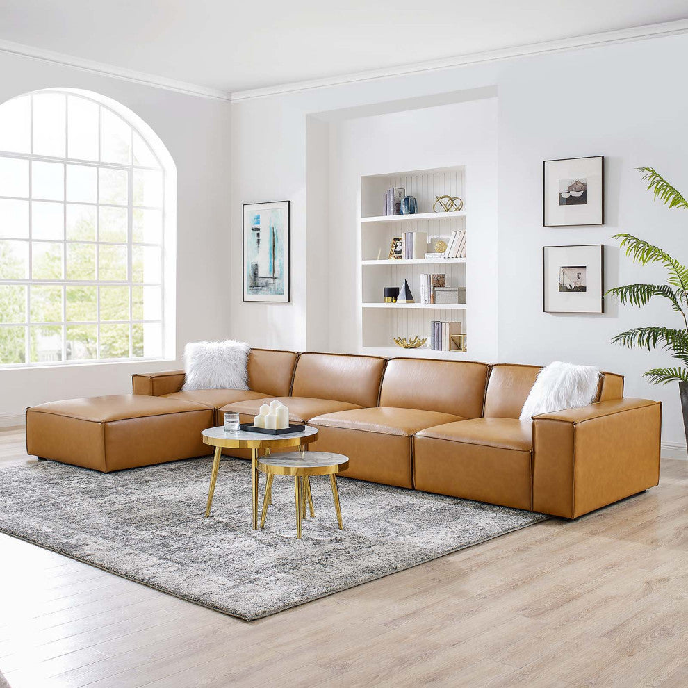 Restore 5-Piece Vegan Leather Sectional Sofa Tan